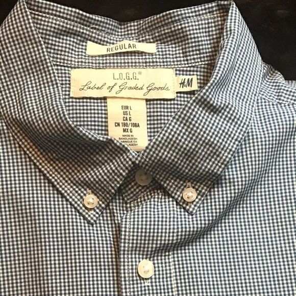 H&M Regular Fit Short Sleeve Button Down Shirt L - Picture 1 of 3